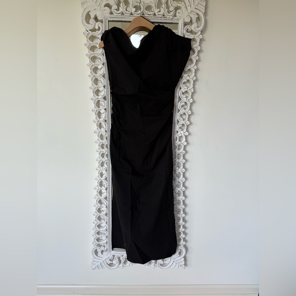 Abercrombie & Fitch Off-The-Shoulder Black Draped Midi Dress • M • NWT - Picture 10 of 11